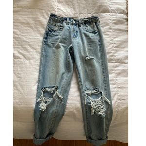 High wasted distressed Boyfriend jeans